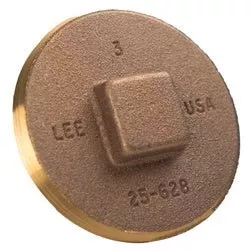 970305USA Raised Head Cleanout Plug, 4 in, Brass