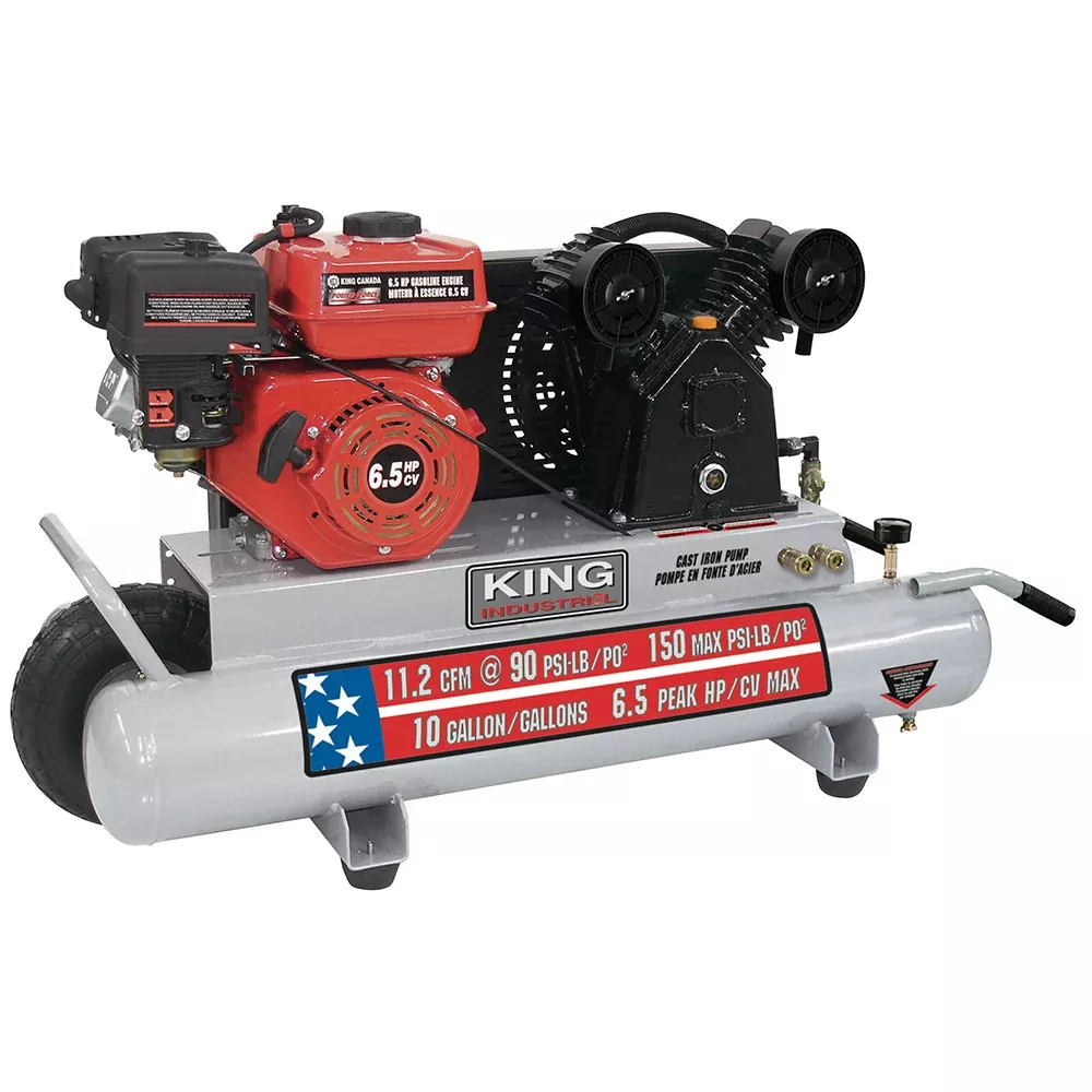 Air Compressor - King Canada Industrial 10 Gallon 6.5 HP Gas Wheelbarrow Air Compressor KC-6510G2