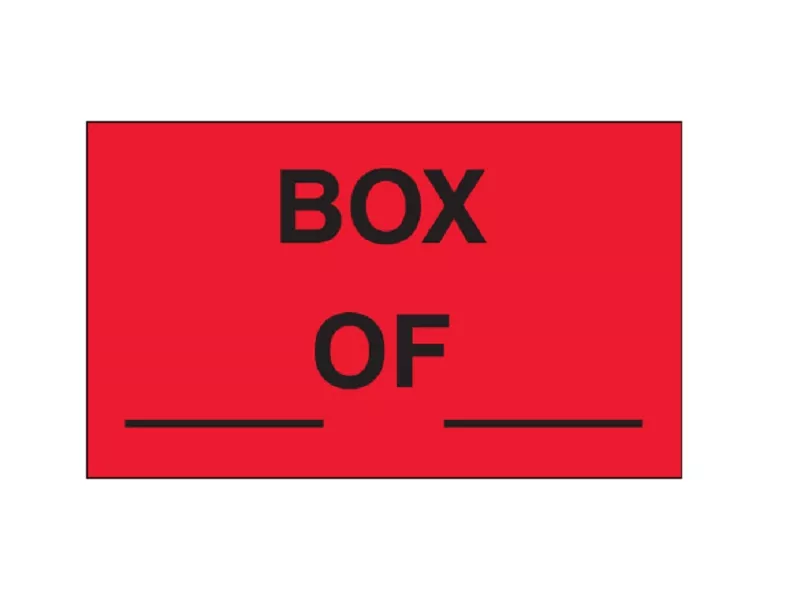 "Box ___ of ___" Fluorescent Red Labels