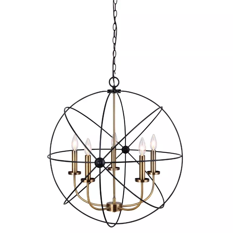 Chandelier - Canarm SUMMERSIDE Matte Black & Gold 5-Light ICH282B05BKG25