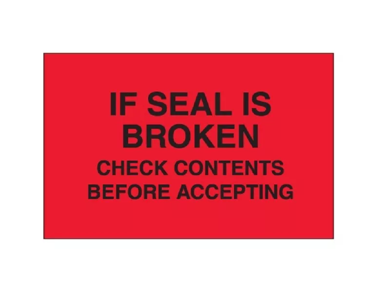 "Check Contents Before Accepting" Fluorescent Red Labels