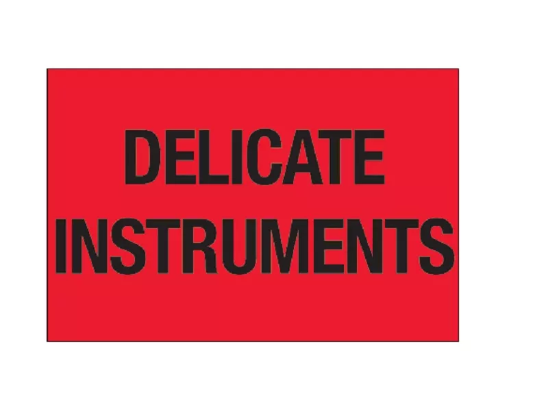delicate-instruments-fluorescent-red-labels "Delicate Instruments" Fluorescent Red Labels
