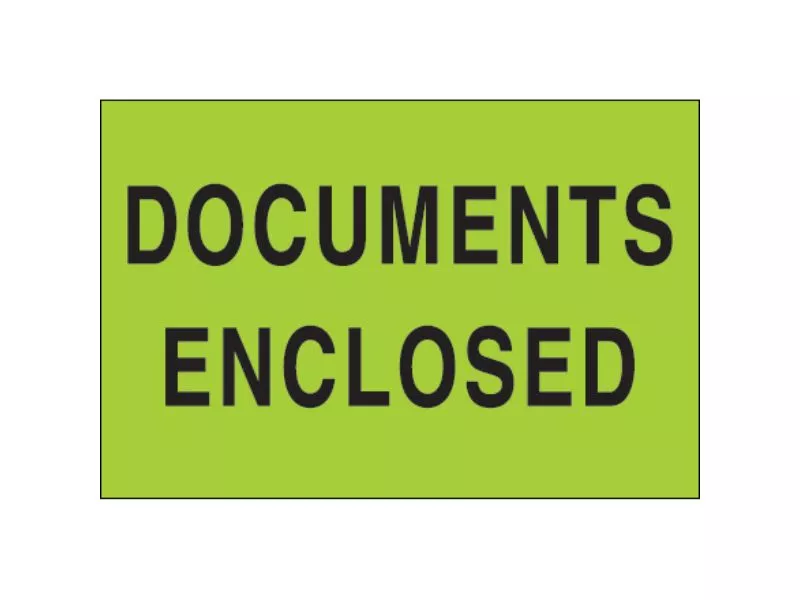 documents-enclosed-fluorescent-green-labels "Documents Enclosed" Fluorescent Green Labels