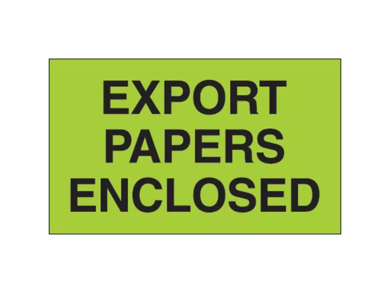 export-papers-enclosed-fluorescent-green-labels "Export Papers Enclosed" Fluorescent Green Labels