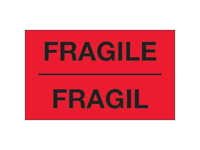 fragil-fluorescent-red-bilingual-labels "Fragil" Fluorescent Red Bilingual Labels