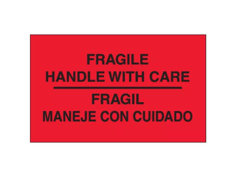 fragil-maneje-con-cuidado-fluorescent-red-bilingual-labels "Fragil - Maneje Con Cuidado" Fluorescent Red Bilingual Labels