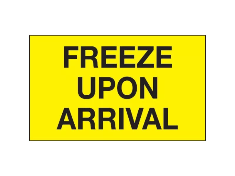 freeze-upon-arrival-fluorescent-yellow-labels "Freeze Upon Arrival" Fluorescent Yellow Labels