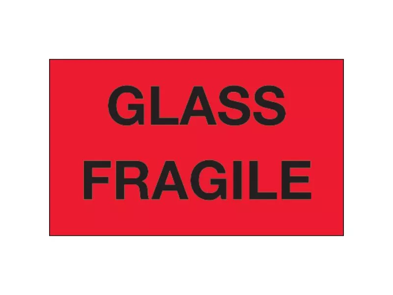 glass-fragile-fluorescent-red-labels "Glass - Fragile" Fluorescent Red Labels