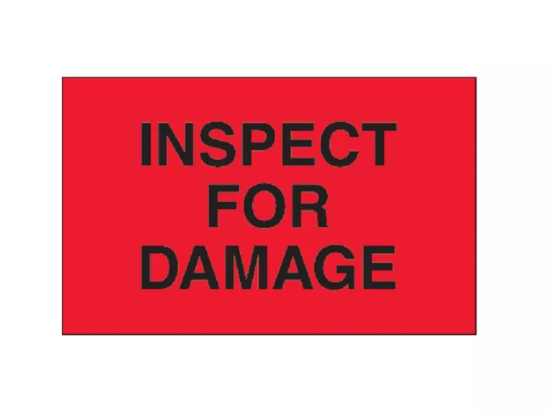 "Inspect For Damage" Fluorescent Red Labels