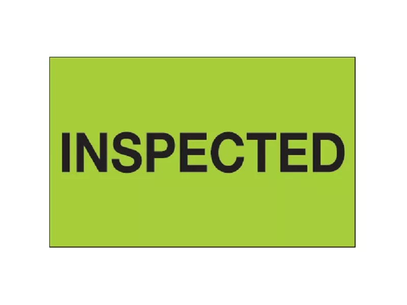 "Inspected" Fluorescent Green Labels