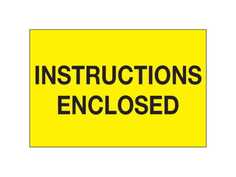 "Instructions Enclosed" Fluorescent Yellow Labels
