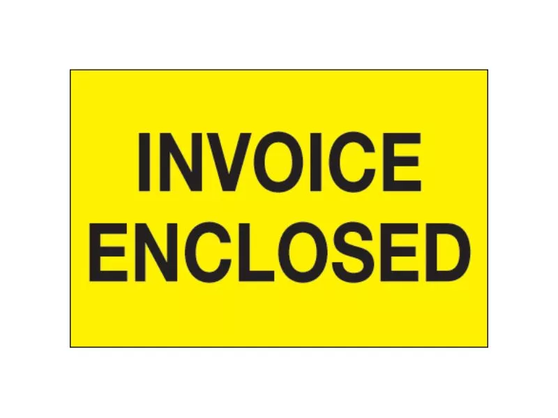 "Invoice Enclosed" Fluorescent Yellow Labels