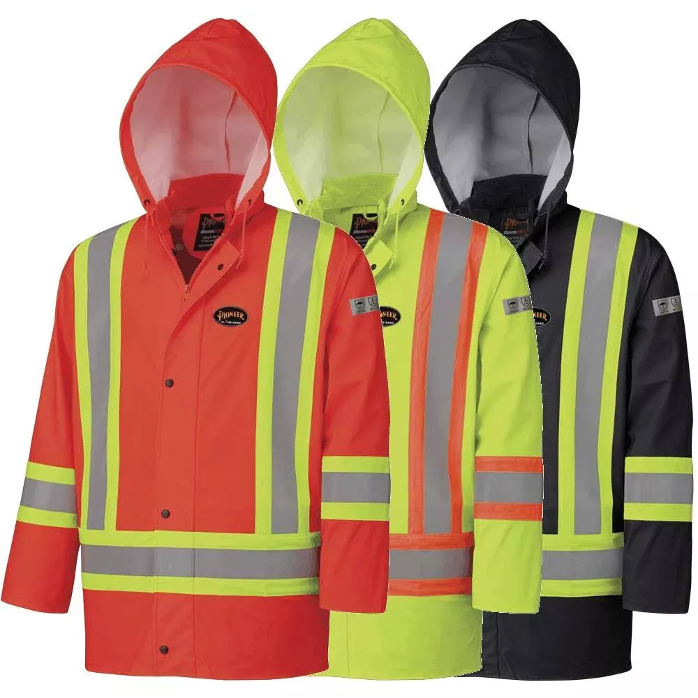 Jacket - Pioneer Hi-Viz Flame Resistant Waterproof Polyurethane Stretch Safety Jacket, 5892/ 5894/ 5894BK