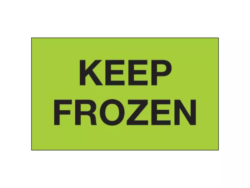 "Keep Frozen" Fluorescent Green Labels