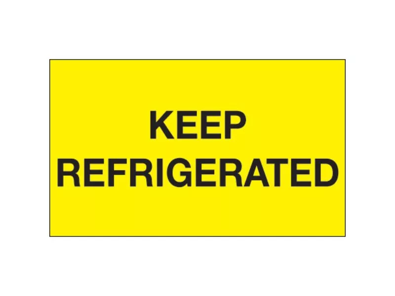 "Keep Refrigerated" Fluorescent Yellow Labels
