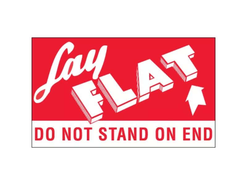 "Lay Flat - Do Not Stand On End" Labels
