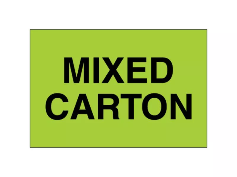 "Mixed Carton" Fluorescent Green Labels