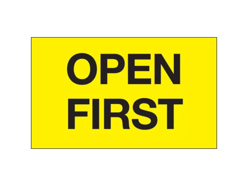 "Open First" Fluorescent Yellow Labels