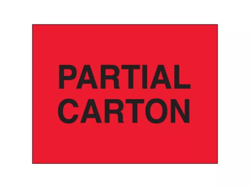 partial-carton-fluorescent-red-labels "Partial Carton" Fluorescent Red Labels