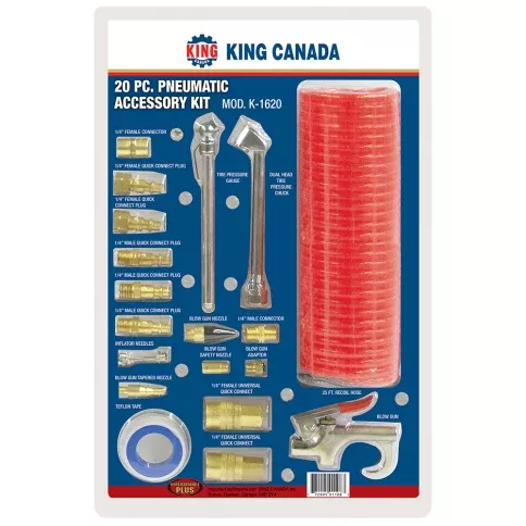 pneumatic-accessory-kit-king-canada-20-piece-pneumatic-accessory-kit-k-1620 Pneumatic Accessory Kit - King Canada 20 Piece Pneumatic Accessory Kit, K-1620