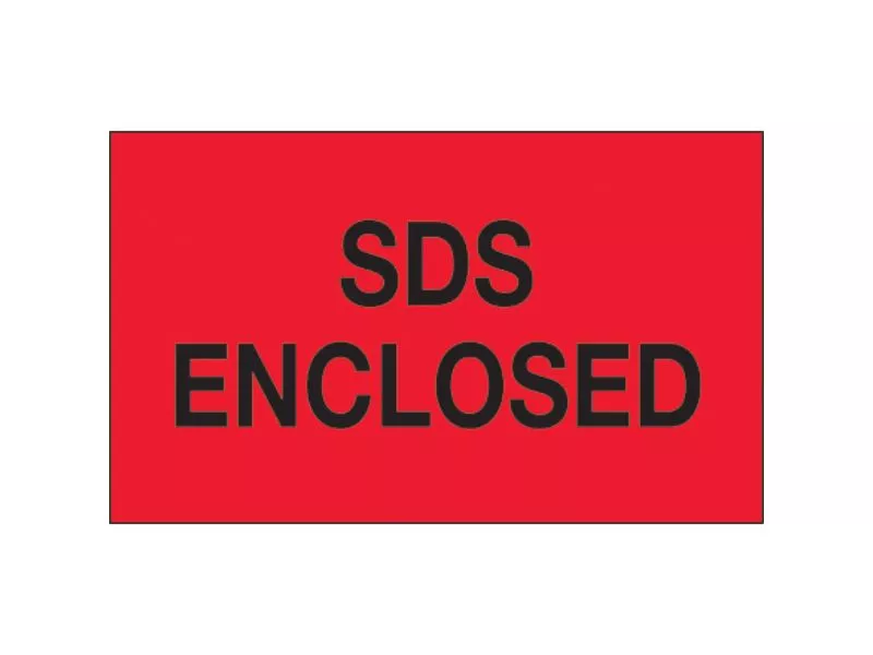sds-enclosed-fluorescent-red-labels "SDS Enclosed" Fluorescent Red Labels