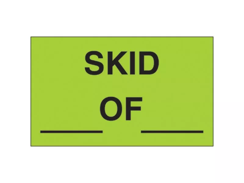 skid-fluorescent-green-labels " Skid __ of __" Fluorescent Green Labels