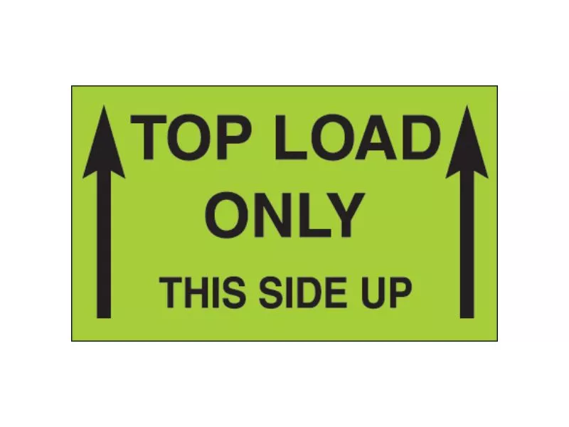 top-load-only-this-side-up-fluorescent-green-labels "Top Load Only - This Side Up" Fluorescent Green Labels