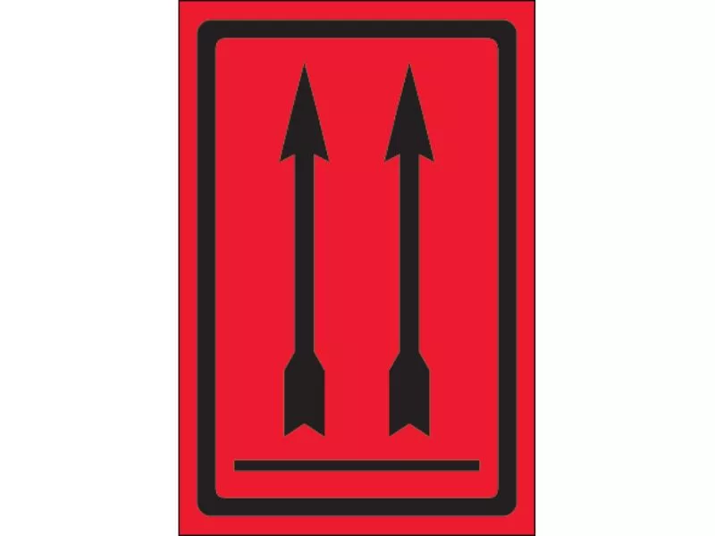Two Up Arrows Over Bar Fluorescent Red Labels
