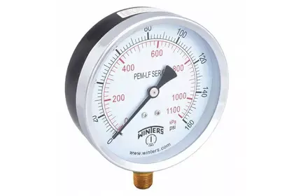 winters-pem224lf-0-160-psi-pressure-gauge-lead-free-1-4-male-npt WINTERS PEM224LF 0-160 PSI Pressure Gauge | Lead-Free | 1/4" Male NPT