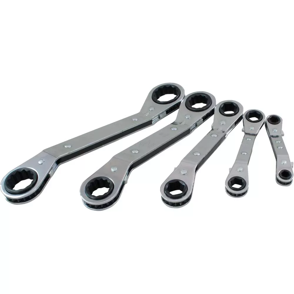 wrench-set-gray-tools-5-piece-6-12-point-sae-25-offset-ratcheting-box-end-wrench Wrench Set - Gray Tools 5 Piece 6 & 12 Point SAE 25° Offset Ratcheting Box End Wrench Set, 5205LR